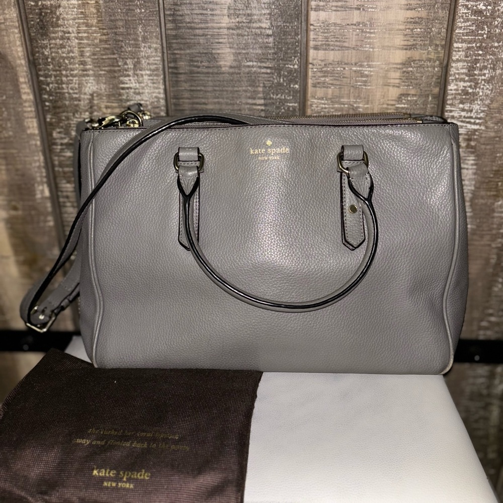 SOLD - KATE SPADE MULBERRY STREET LEIGHANN SATCHEL WITH SHOULDER STRAP - GRAY